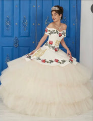 LA Glitter Charra Quinceañera Dress - Vestido de Quinceañera Charro Embroidered